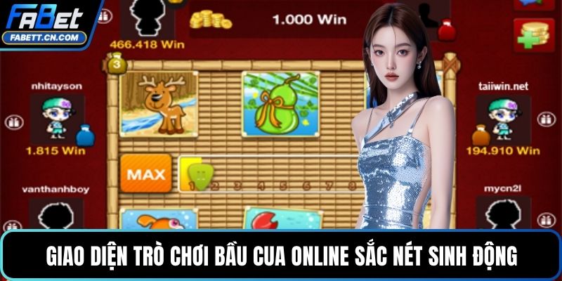 Giao diện trò chơi bầu cua online sắc nét sinh động